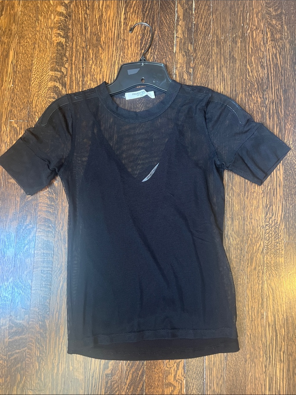 Project Social T Black Sheer Mesh Short Sleeve Top